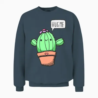 Hug Me Says the Cute & Funny Cactus Christmas Gift Unisex Sweatshirt - Dark Heather