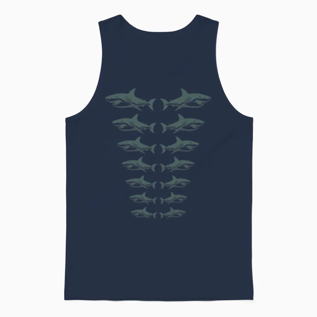 Shark Row Pattern Unisex Tank Top in Navy