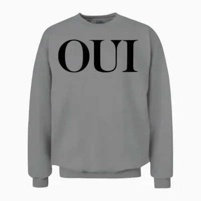 Oui Women's French Word White T-Shirt, Black, S Unisex Sweatshirt - Sport Grey