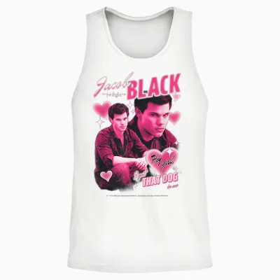Twilight Team Jacob Pink Hearts Valentine's Day Crush Movie Unisex Tank Top - White