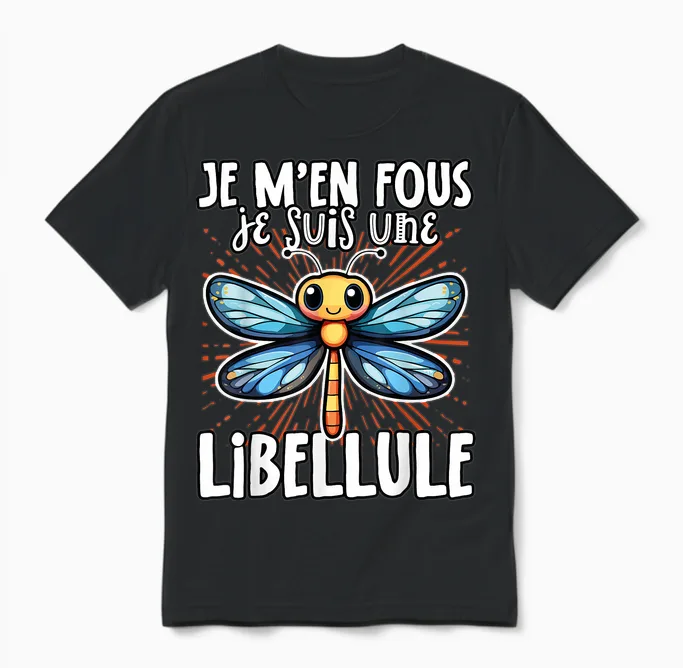 Je M'en Fous Je Suis Une Libellule - Sweet Dragonfly T-Shirt, Black, S Unisex T-Shirt in Black