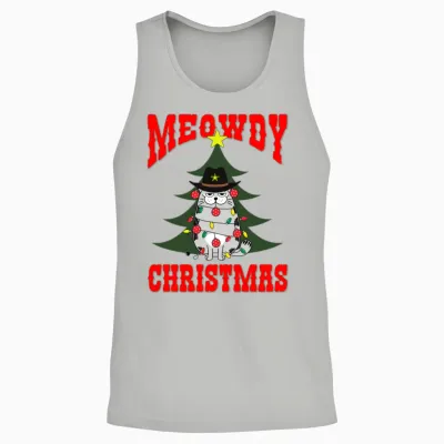 Meowdy Christmas Retro Unisex Tank Top - Ash