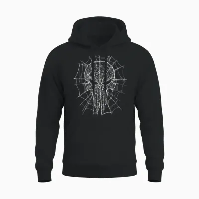 Marvel Studios Spider-Man: Bnd Movie 2026 Punisher Skull Web Unisex Hoodie - Black
