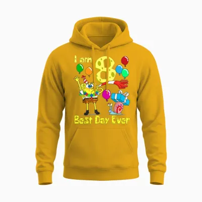Mademark X Spongebob Squarepants - Spongebob I Am 8 Years Old Birthday Party Unisex Hoodie - Gold