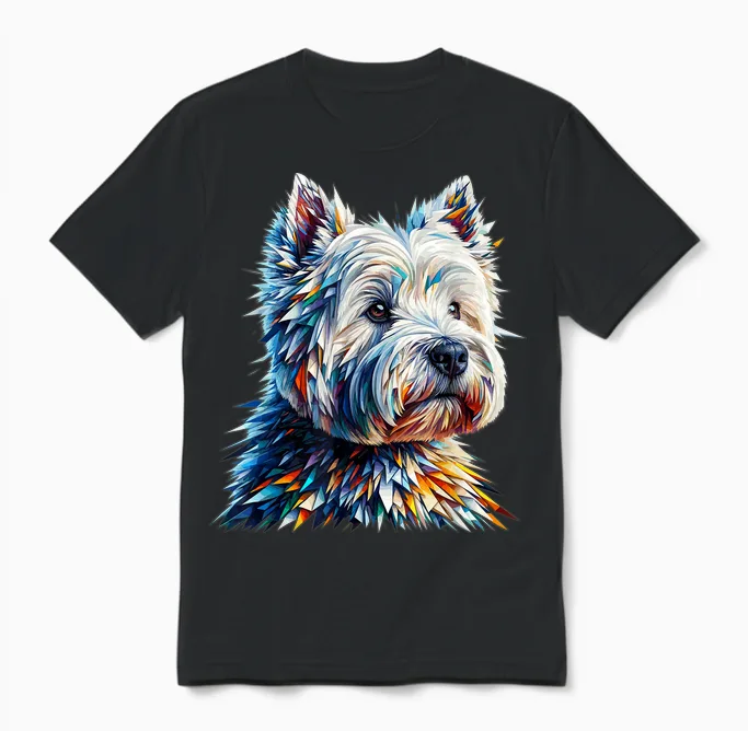 Polygon Art West Highland White Terrier Westie T-Shirt, Black, S Unisex T-Shirt in Black