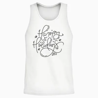 Happy Holidays Unisex Tank Top - White