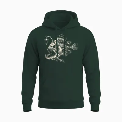 Poisson-Pêcheur Squelette Effrayant Océan Unisex Hoodie - Forest