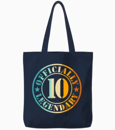 10. Geburtstag Junge Mädchen Legende Level 10 Jahre Tote Bags - Navy