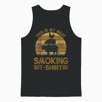 Funny This Is My Meat Smoking T-Shirt Bbq Dad Barbeque Gift Unisex Tank Top - Black