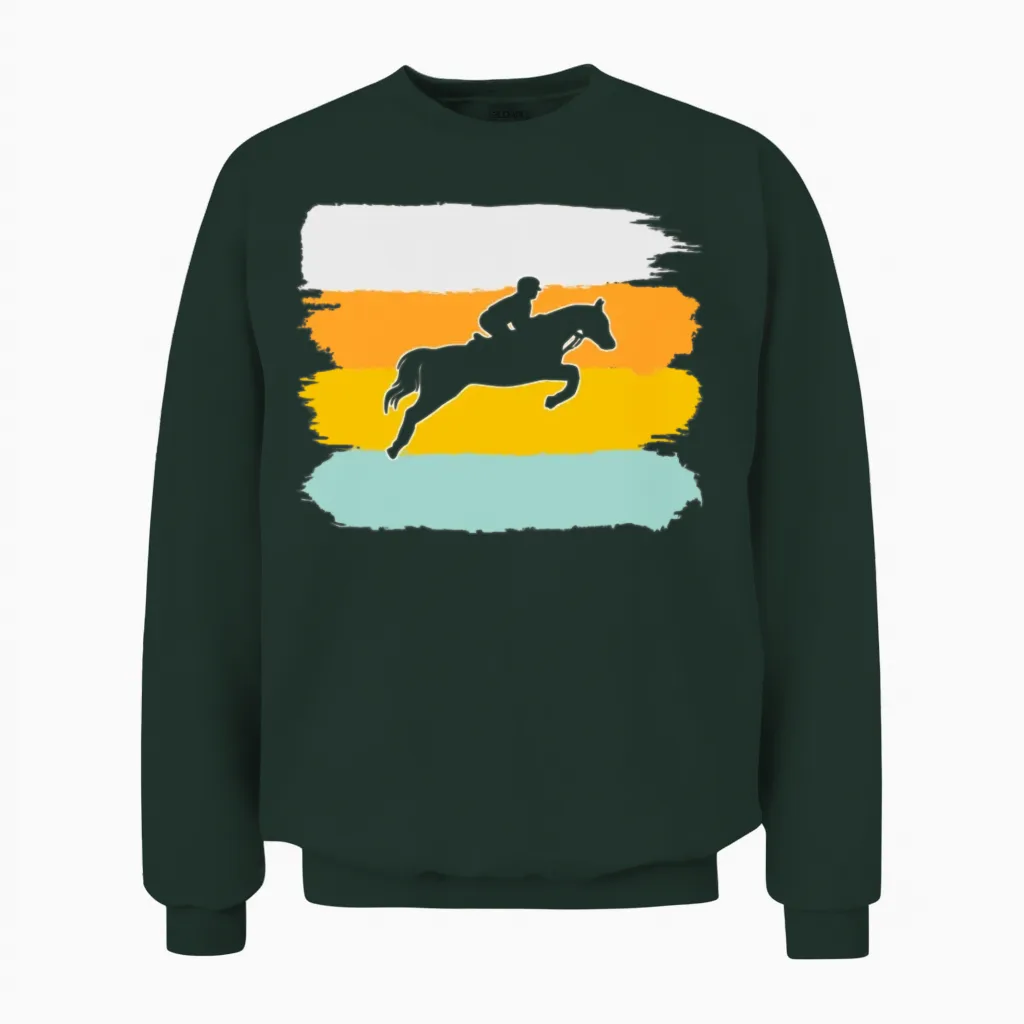 Horse Retro Lovers Unisex Sweatshirt in Forest