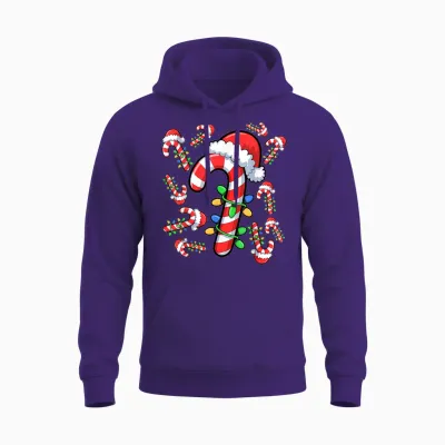 Red and White Candy Cane Santa Christmas Xmas Lights Unisex Hoodie - Purple