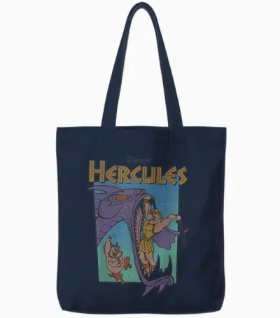 Disney Hercules Hydra Battle Retro Classic Movie Tote Bags - Navy