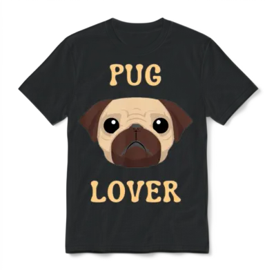 Pug Dog Unisex T-Shirt - Black
