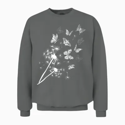 Pusteblume Butterblume Mit Schmetterlingen Im Garten Unisex Sweatshirt - Graphite Heather