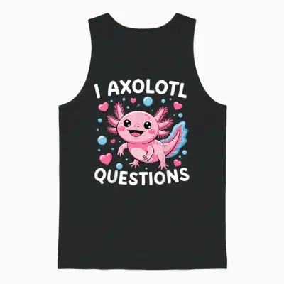 Kids Funny I Axolotl Questions Graphic Unisex Tank Top - Black