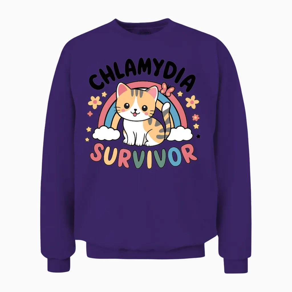Chlamydia Survivor Inappropriate Adult Humor Unisex Sweatshirt in Purple