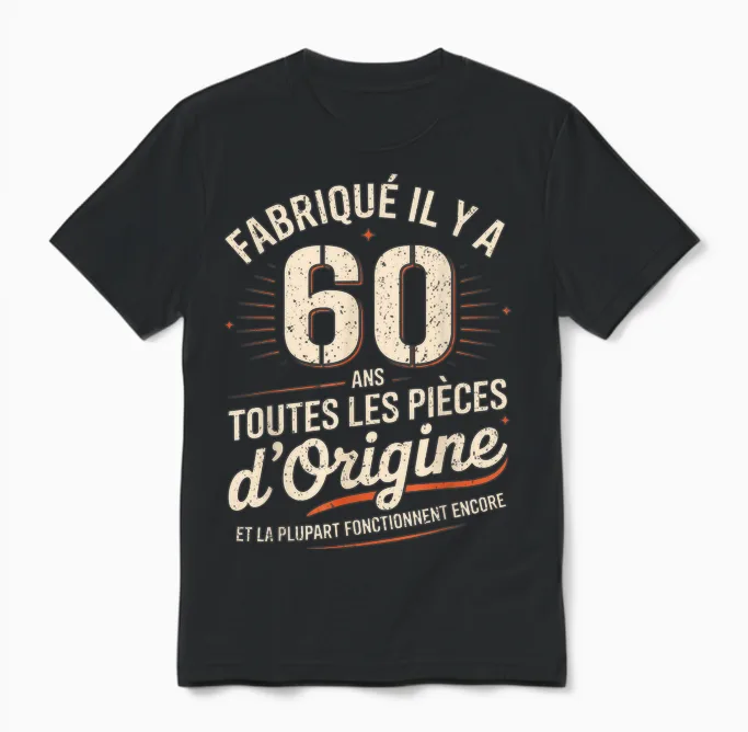 Humour 60 Years Birthday Gift Original 60 Years Man Unisex T-Shirt in Black