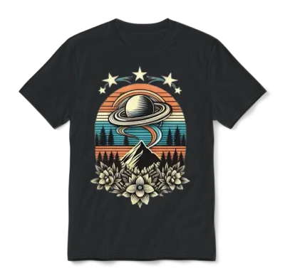 Hilltop Retro Ufo Unisex T-Shirt - Black
