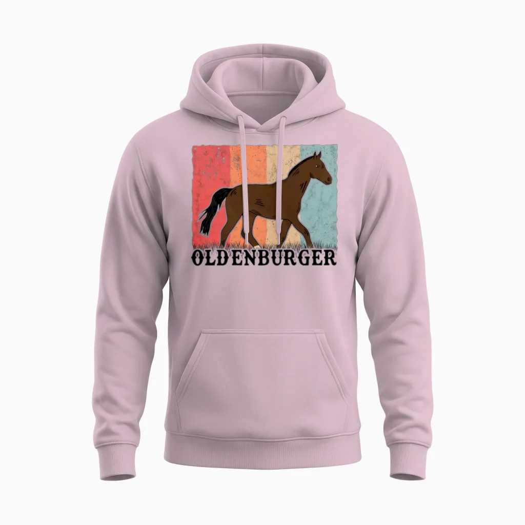 Oldenburg Horse Retro Lovers Unisex Hoodie - Light Pink