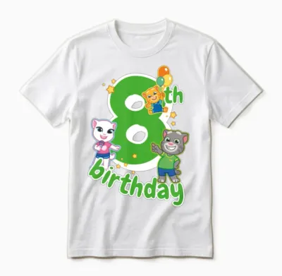 Talking Tom & Friends 8th Birthday Unisex T-Shirt - White