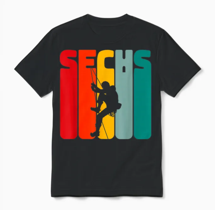 Kletterer Boulderer 6 Jahre Jungen Klettern 6 Geburtstag Unisex T-Shirt in Black