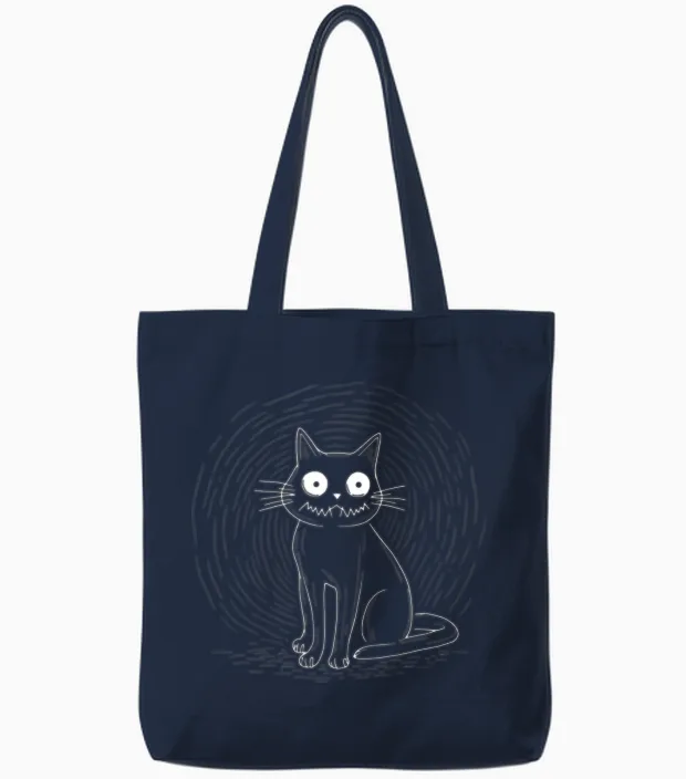 Funny Animals Cat Lovers Tote Bags in Navy