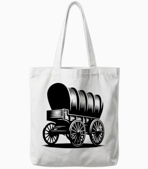 Covered Wagon for Horses Horse Lovers Gift Tote Bags in White