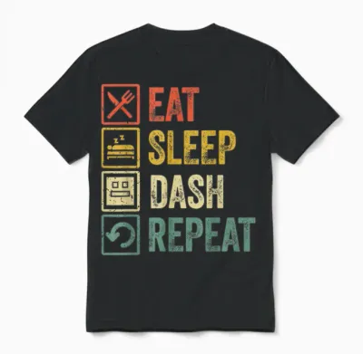 Video Game Eat Sleep Dash Repeat Geometry Gamer T-Shirt, Black, S Unisex T-Shirt - Black