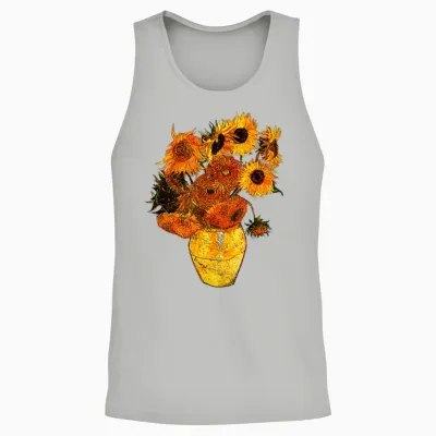 Van Gogh Sunflowers Tee Vintage Yellow Flowers Art Unisex Tank Top - Ash