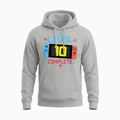 Level 10 Complete Boy 10 Years Old Bday 10th Birthday Gifts T-Shirt, Black Unisex Hoodie - Ash