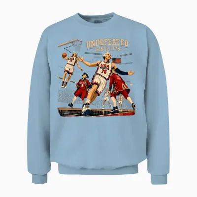Undefeated Since 1776 Patriotic America 250th Anniversary Unisex Sweatshirt - Light Blue