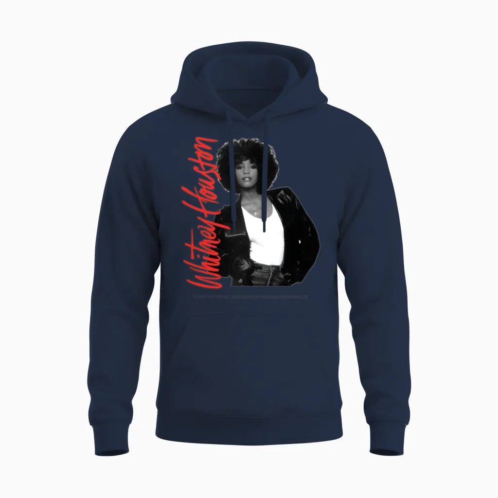 Whitney Houston Photo Mug and Pink Nameplate Unisex Hoodie in Navy