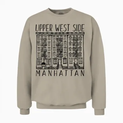 Upper West Side Manhattan New York T-Shirt, White, S Unisex Sweatshirt - Sand
