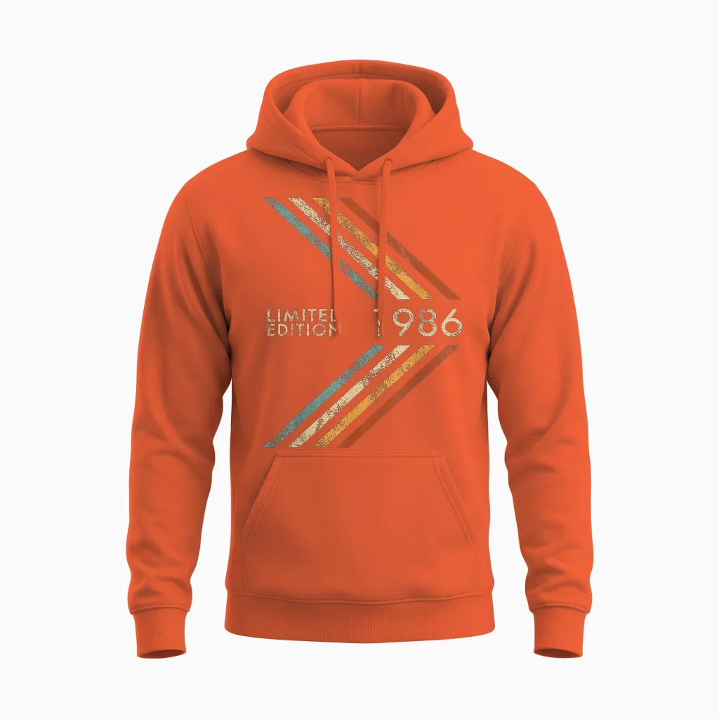 40. Geburtstag 1986 Limited Edition Herren Damen Vintage Style Unisex Hoodie in Orange