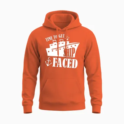 Time to Get Ship Faced Shirt - Funny Cruise Shirts Unisex Hoodie - Orange