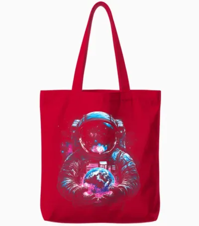 Astronaut Planet Earth Outer Space Galaxy Universe Science Tote Bags - Red