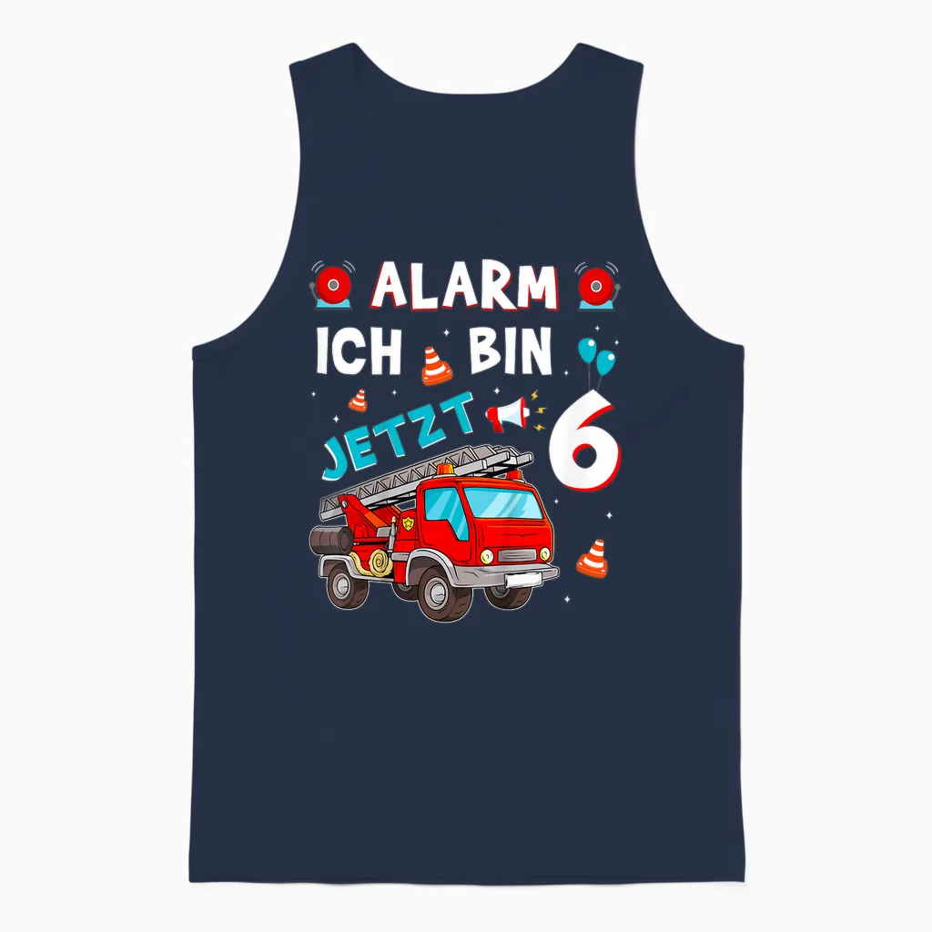 Kinder 6 Geburtstag Junge Mädchen Feuerwehr Geschenke Feuerwehrauto Unisex Tank Top in Navy