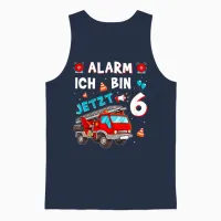 Kinder 6 Geburtstag Junge Mädchen Feuerwehr Geschenke Feuerwehrauto Unisex Tank Top in Navy - 1