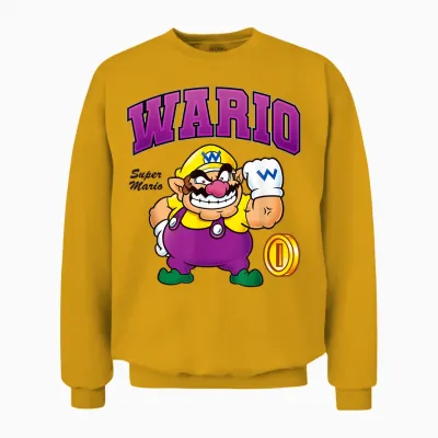 Super Mario Bros Wario Big Character Portrait Unisex Sweatshirt - Gold