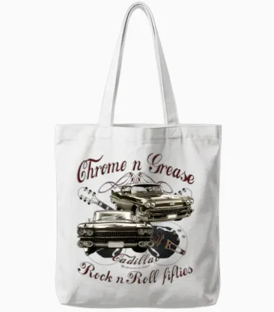 Chrome N Grease Cadillac Usa Tote Bags - White