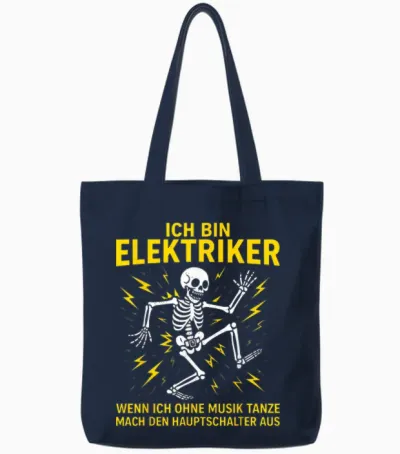 Men's T-Shirt with German Text "ich Bin Elektriker" [german Langu Tote Bags - Navy