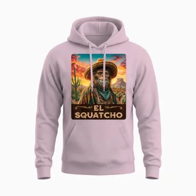 Guardian of the Desert: Bigfoot, Sasquatch, & El Squatcho Unisex Hoodie - Light Pink