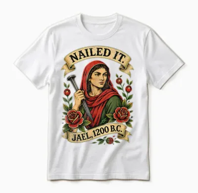Nailed It Jael 1200 Bc Funny Ancient Feminist Religious Unisex T-Shirt - White