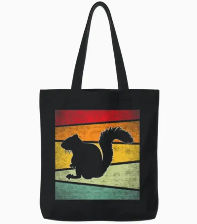 Squirrel Retro Tote Bags - Black