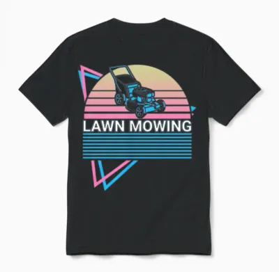 Lawn Mowing Retro Unisex T-Shirt - Black