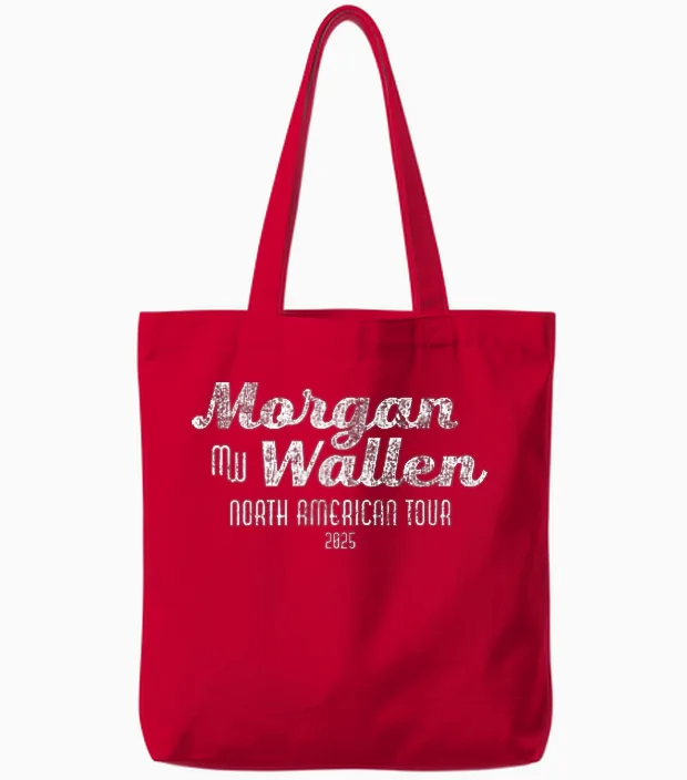 Official Morgan Wallen Exclusive 2025 Tour Blue Tote Bags in Red