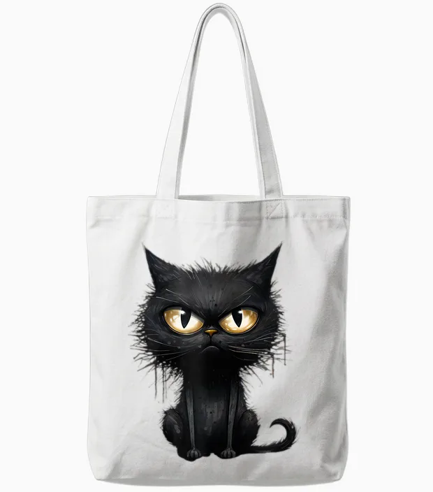Damen Katze Nachthemd Nachtwäsche Schlafhemd Sleepshirt Tote Bags in White
