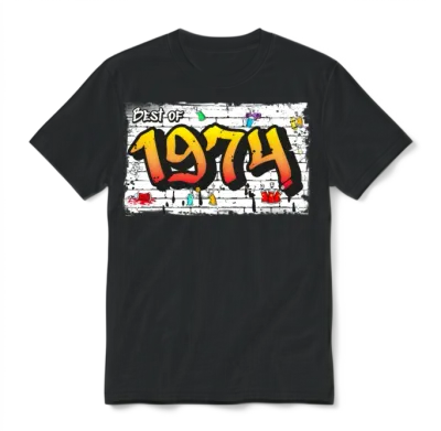Street Legend 1974 Graffiti – 51 Years of Bold Unisex T-Shirt - Black
