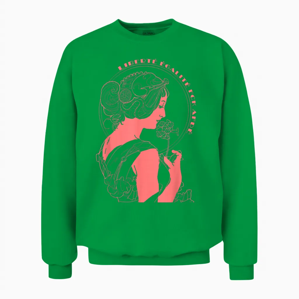 Liberte, Egalite, Fck Afde T-Shirt, Black Unisex Sweatshirt in Irish Green