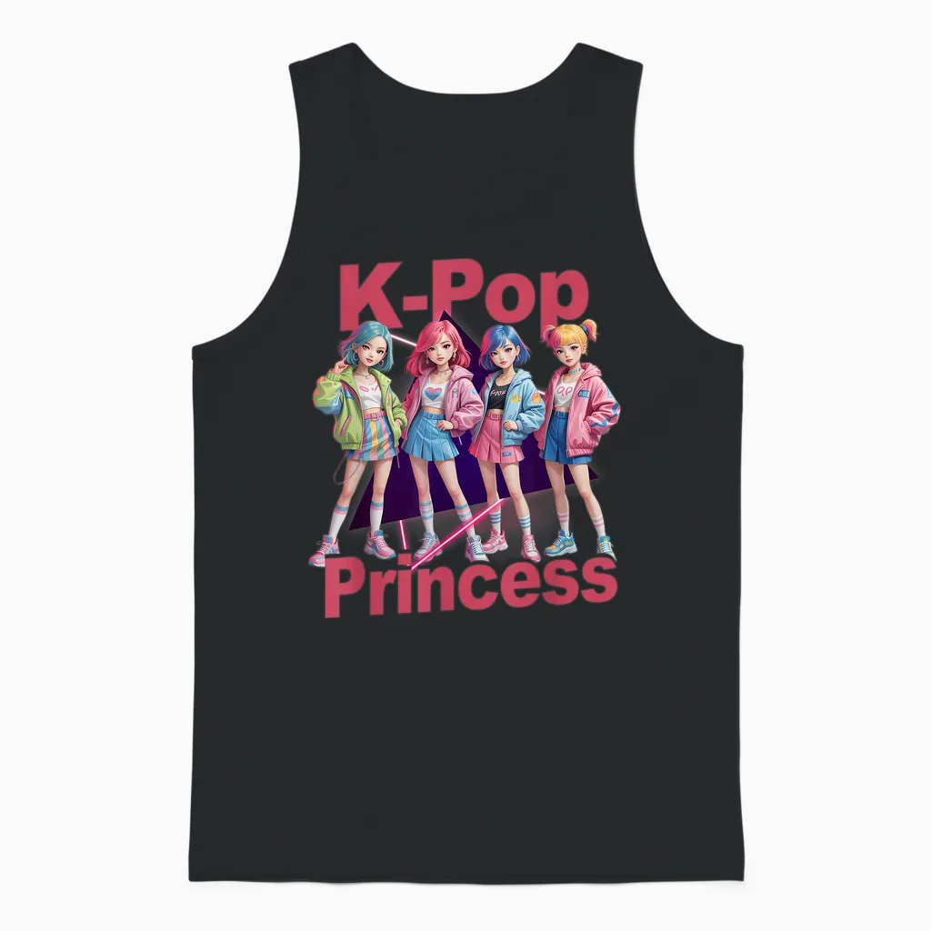 K-Pop Korean Princess Pop Music Idol Group Concert Band Girl Unisex Tank Top in Black